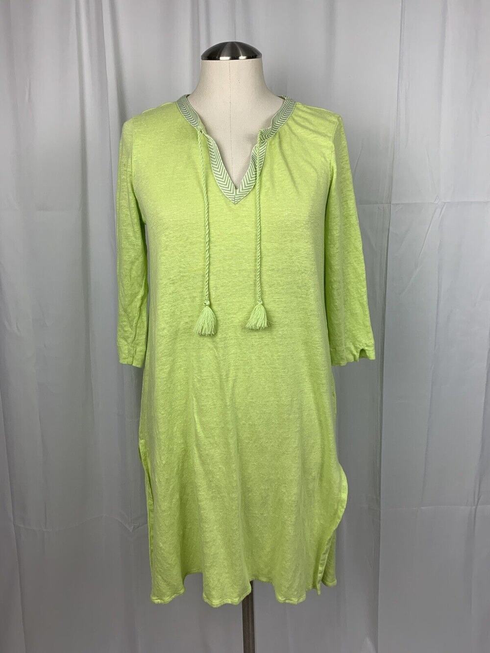Women’s PURE Collection Linen Lime Green Dress/ Beach Cover Up 8/10 US